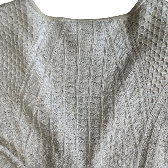 BCBG MAXAZRIA Cropped, Cream, Silk, Cotton Cardi Jacquard Classy Dreamy, M - Picture 3 of 8